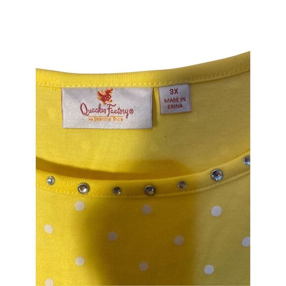 Quacker Factory Plus Size Women’s Yellow as Polka Dot Bling T Shirt Size 3X - Picture 5 of 5